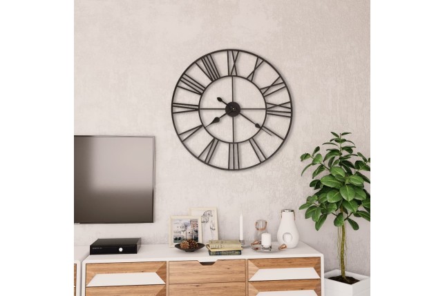 Horloge murale vintage avec mouvement à quartz Métal 80 cm XXL