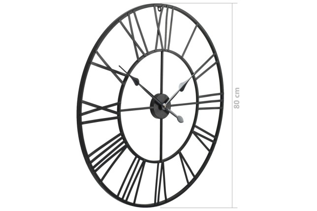 Horloge murale vintage avec mouvement à quartz Métal 80 cm XXL