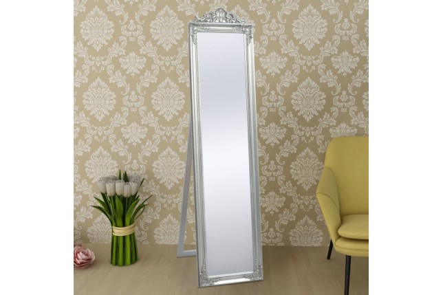 Miroir sur pied Style baroque 160x40 cm Argenté