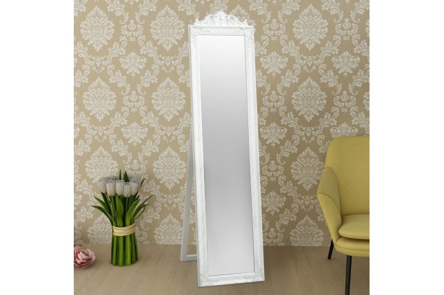 Miroir sur pied Style baroque 160x40 cm Blanc