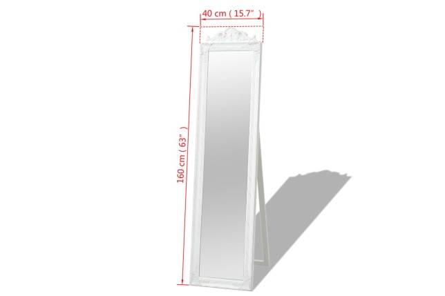 Miroir sur pied Style baroque 160x40 cm Blanc