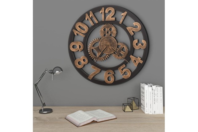 Horloge murale Métal 58 cm Doré et noir