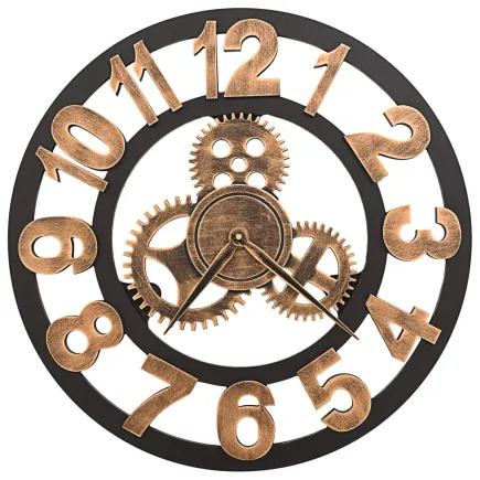 Horloge murale Métal 58 cm Doré et noir 2