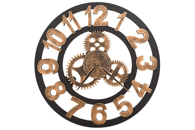 Horloge murale Métal 58 cm Doré et noir