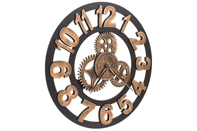 Horloge murale Métal 58 cm Doré et noir