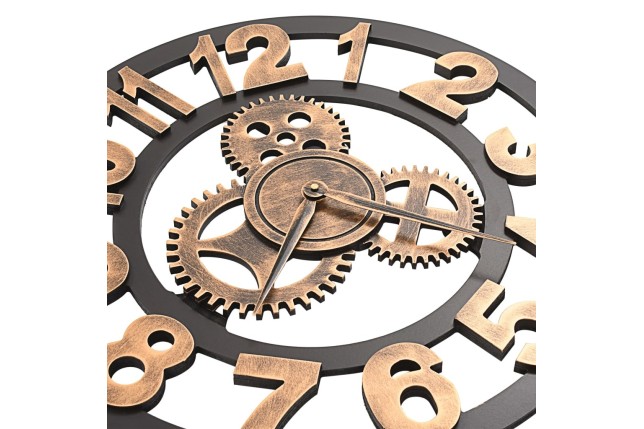 Horloge murale Métal 58 cm Doré et noir
