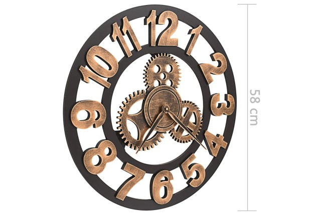 Horloge murale Métal 58 cm Doré et noir