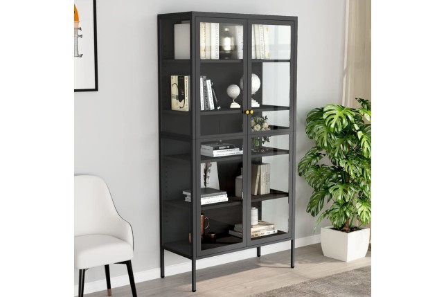 Vitrine d'exposition Anthracite 90x40x180 cm Acier/verre trempé