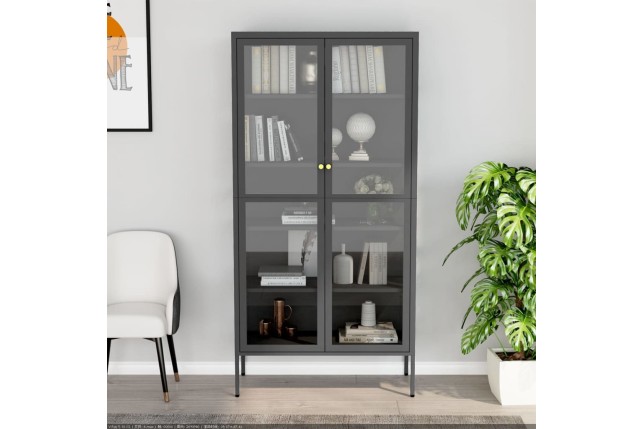Vitrine d'exposition Anthracite 90x40x180 cm Acier/verre trempé