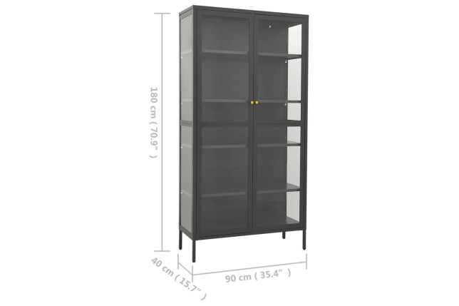 Vitrine d'exposition Anthracite 90x40x180 cm Acier/verre trempé