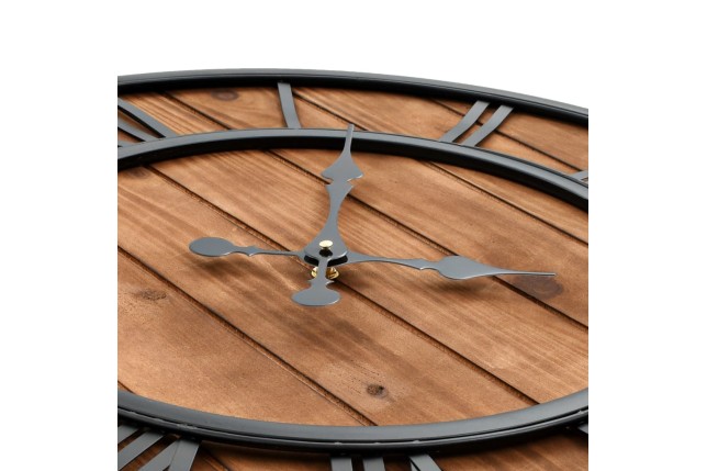 Horloge murale vintage à quartz Bois et métal 60 cm XXL