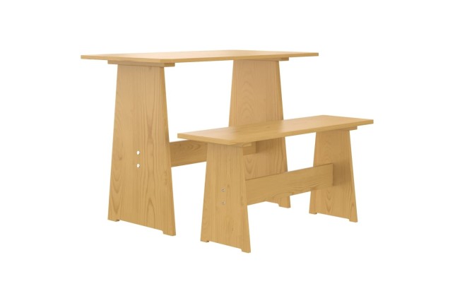 Table à manger avec banc Marron miel Bois de pin solide
