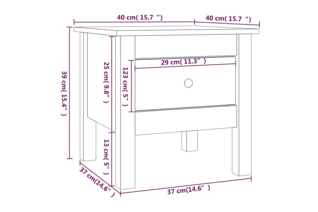 Table d'appoint Gris 40x40x39 cm Bois massif de pin