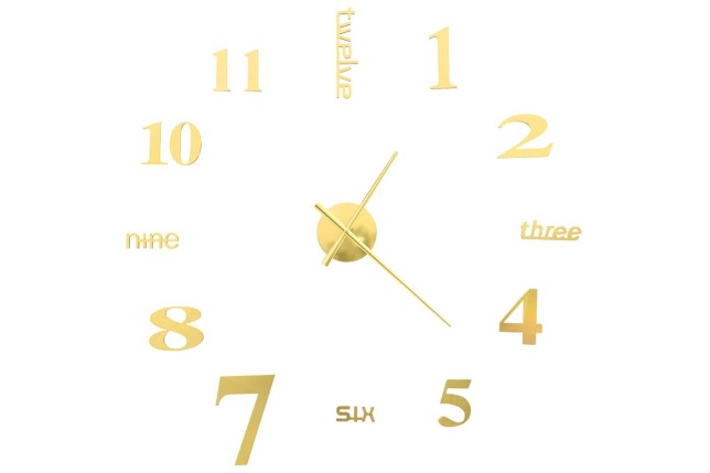 Horloge murale 3D Design moderne 100 cm XXL Doré