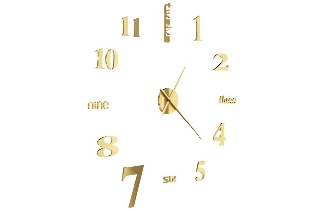 Horloge murale 3D Design moderne 100 cm XXL Doré