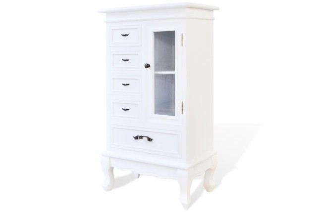 Armoire avec 5 tiroirs et 2 étagères Blanc