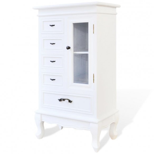 Armoire avec 5 tiroirs et 2 étagères Blanc