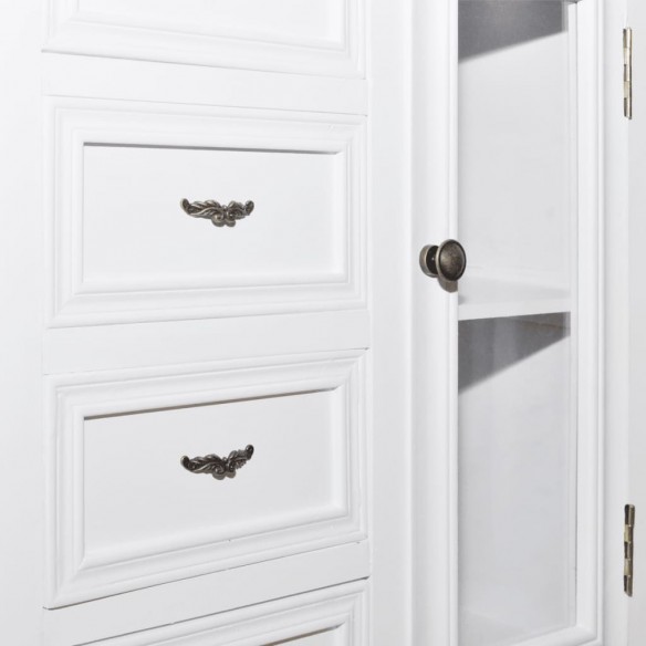 Armoire avec 5 tiroirs et 2 étagères Blanc