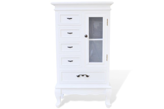 Armoire avec 5 tiroirs et 2 étagères Blanc