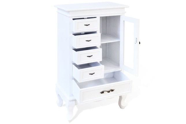 Armoire avec 5 tiroirs et 2 étagères Blanc