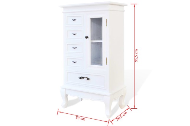 Armoire avec 5 tiroirs et 2 étagères Blanc