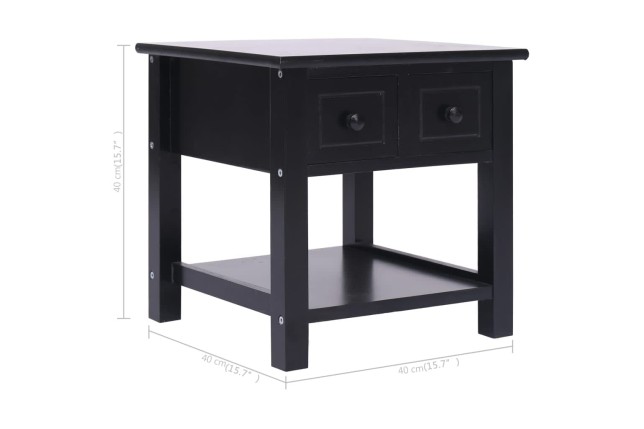 Table d'appoint Noir 40x40x40 cm Bois de Paulownia