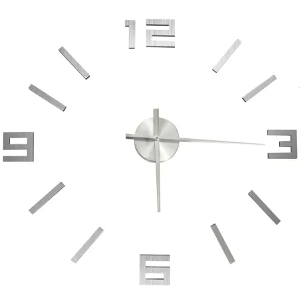 Horloge murale 3D Design moderne Argenté 100 cm XXL 2
