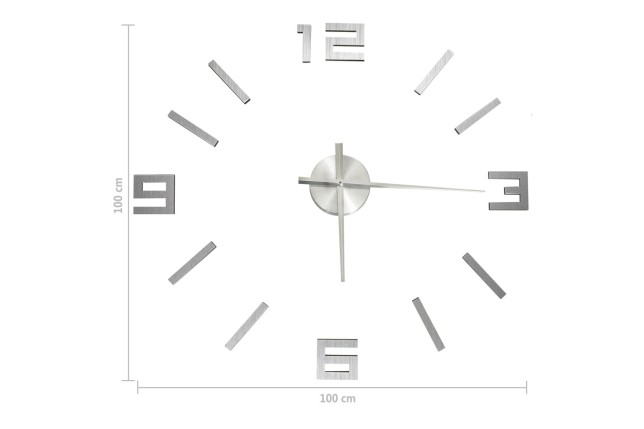 Horloge murale 3D Design moderne Argenté 100 cm XXL