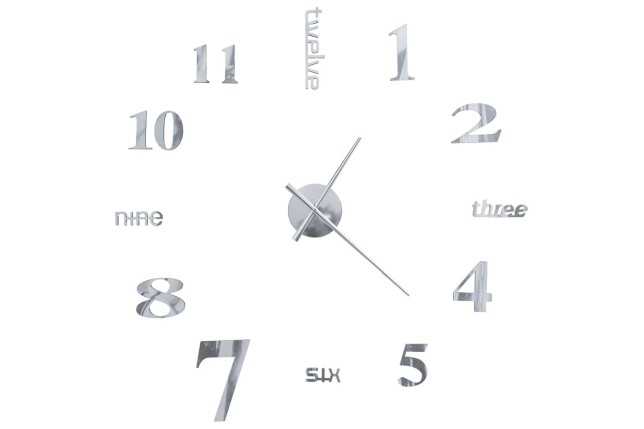 Horloge murale 3D Design moderne 100 cm XXL Argenté
