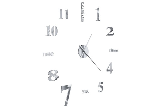 Horloge murale 3D Design moderne 100 cm XXL Argenté