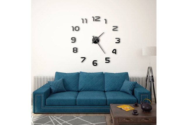 Horloge murale 3D Design moderne 100 cm XXL Noir