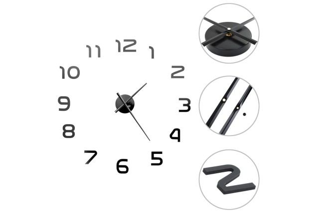 Horloge murale 3D Design moderne 100 cm XXL Noir