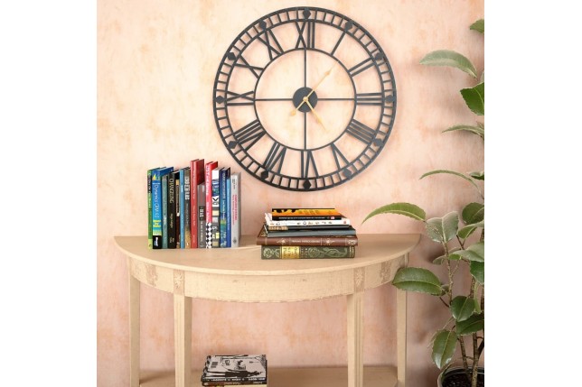 Horloge murale vintage avec mouvement à quartz Métal 60 cm XXL