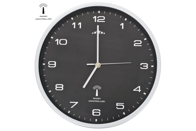 Horloge murale radioguidée avec mouvement à quartz 31 cm Noir