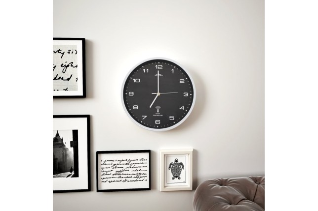 Horloge murale radioguidée avec mouvement à quartz 31 cm Noir