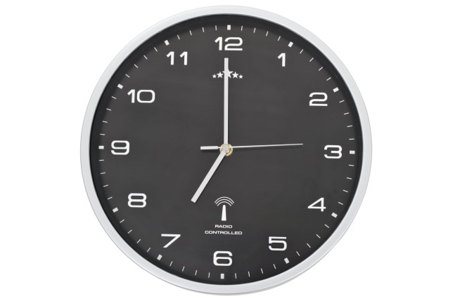 Horloge murale radioguidée avec mouvement à quartz 31 cm Noir