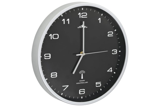 Horloge murale radioguidée avec mouvement à quartz 31 cm Noir