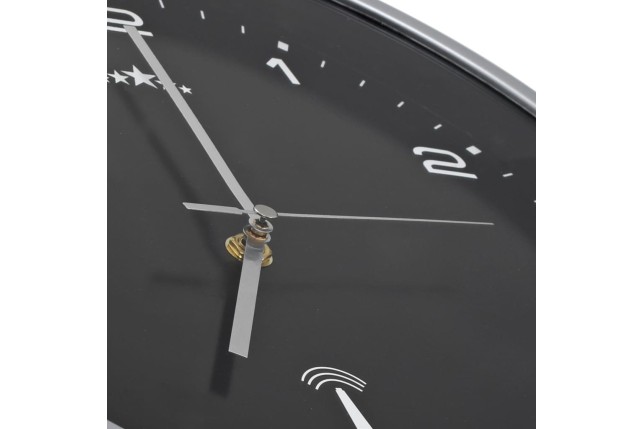 Horloge murale radioguidée avec mouvement à quartz 31 cm Noir