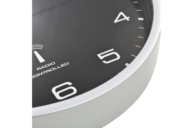 Horloge murale radioguidée avec mouvement à quartz 31 cm Noir