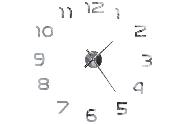 Horloge murale 3D Design moderne 100 cm XXL Argenté