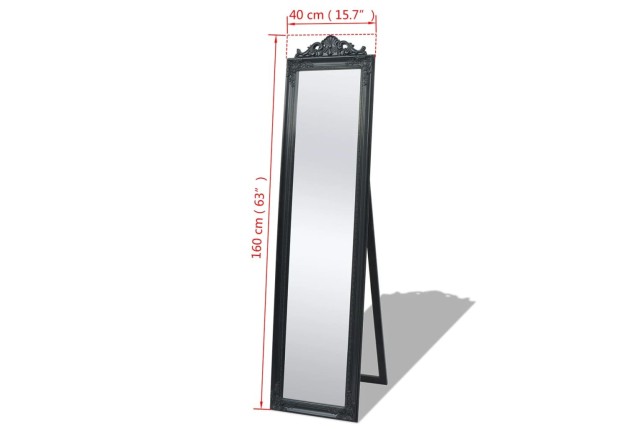 Miroir sur pied Style baroque 160x40 cm Noir