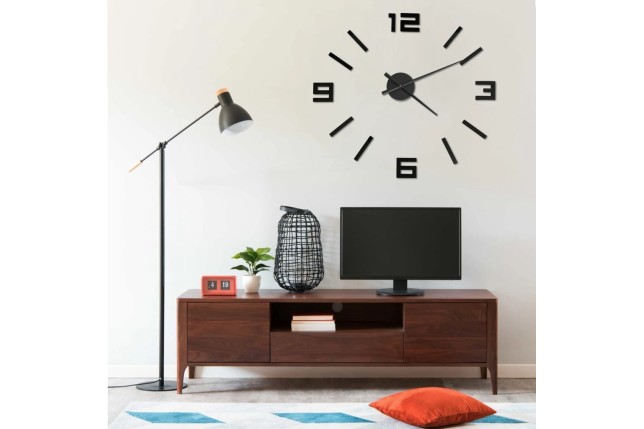Horloge murale 3D Design moderne Noir 100 cm XXL