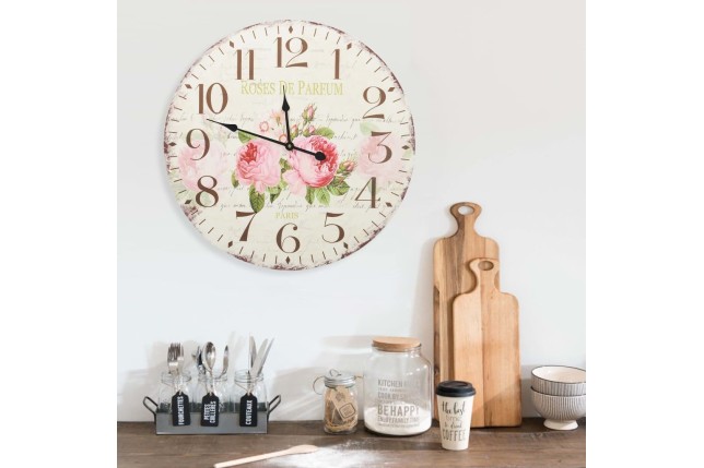 Horloge murale vintage Fleur 60 cm