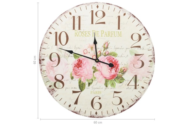 Horloge murale vintage Fleur 60 cm