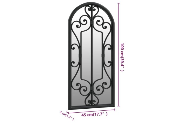 Miroir Noir 100x45 cm Fer pour utilisation à l'intérieur
