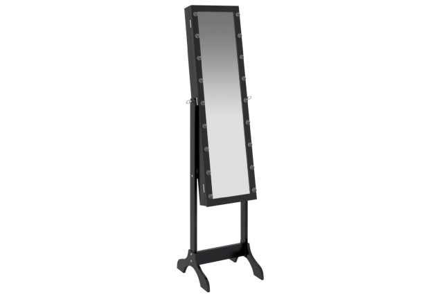 Miroir sur pied blanc avec LED noir 34x37x146 cm
