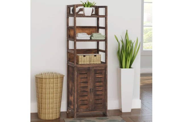 Vitrine Marron foncé 46x24x140 cm Bois massif de Paulownia