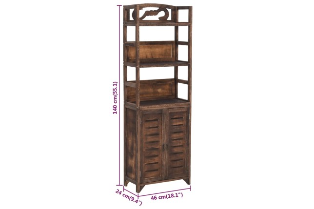Vitrine Marron foncé 46x24x140 cm Bois massif de Paulownia
