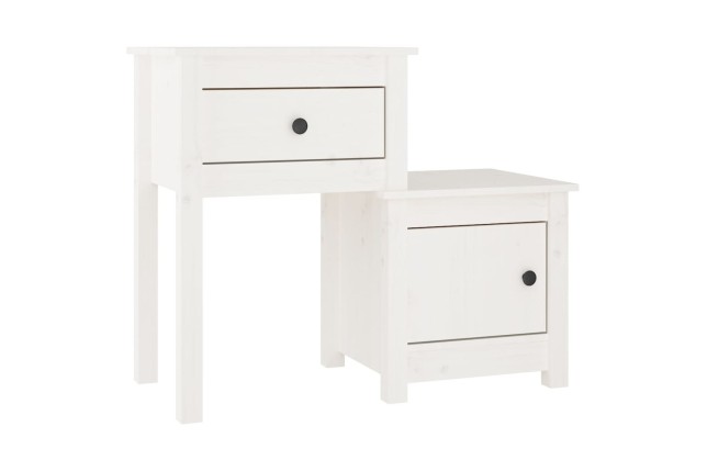 Table de chevet Blanc 79,5x38x65,5 cm Bois de pin massif