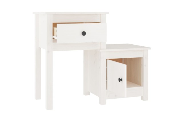 Table de chevet Blanc 79,5x38x65,5 cm Bois de pin massif